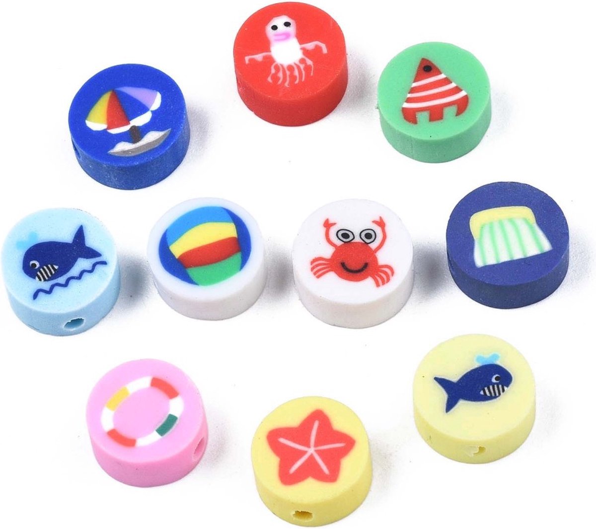 Pop | KATSUKI Polymeer Fimo kralen ZOMER STRAND VAKANTIE thema BEACH Kawai 50 stuks mix (±10mm) POP0201